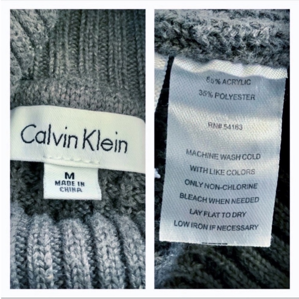 Calvin Klein Gray Turtleneck Long-Sleeve Sweater with Button Detail - Picture 8 of 12